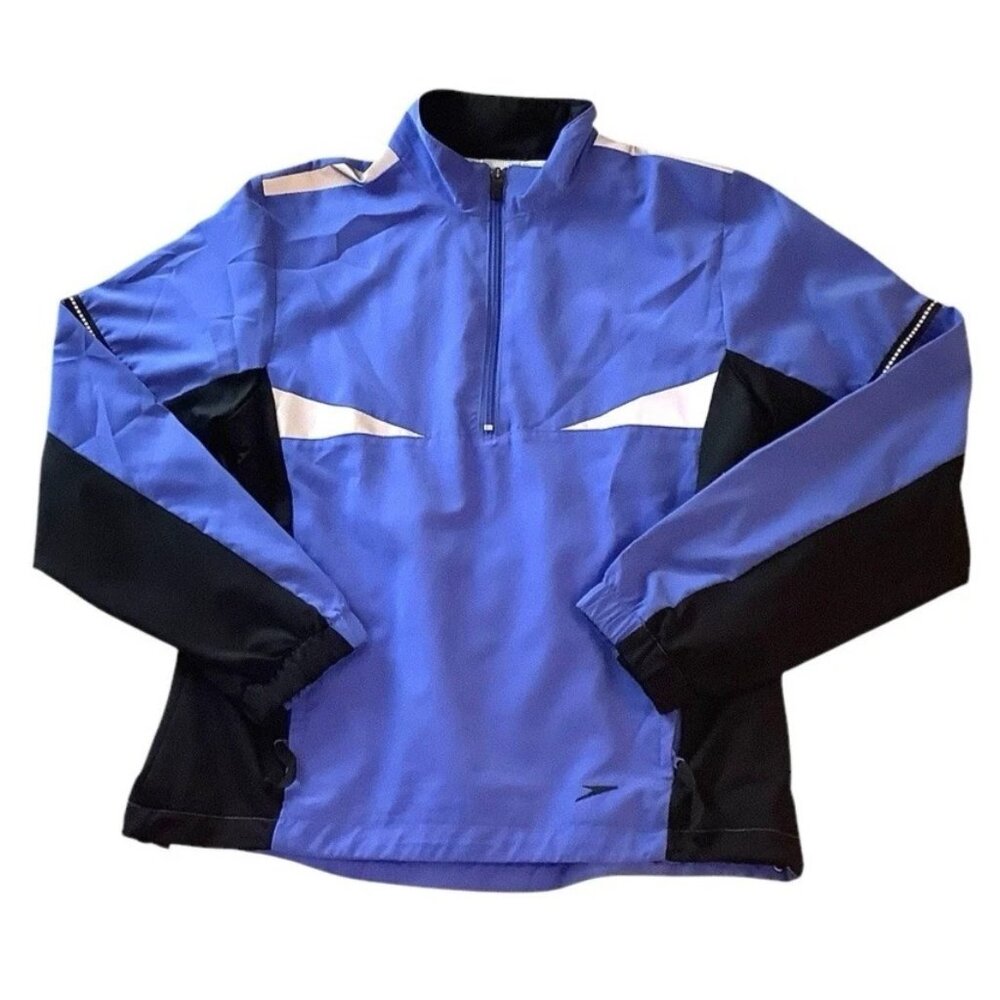 Speedo 1/4 Zip Windbreaker Jacket Blue White Black Size S